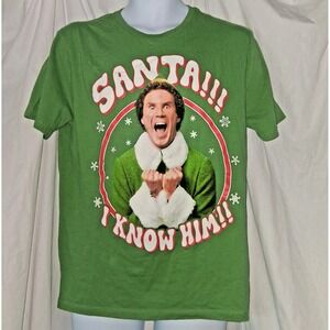 Old Navy Elf Graphic Tee T-Shirt Santa I Know Him Green Holiday Christmas Unisex